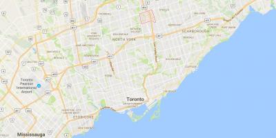 Mapa de Hillcrest Aldeia do distrito de Toronto