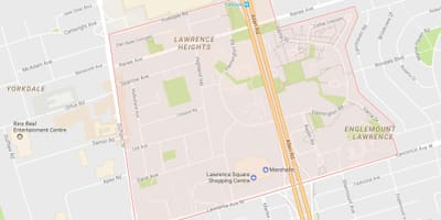 Mapa de Lawrence Alturas bairro de Toronto