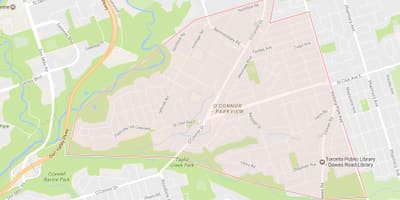 Mapa de O'Connor–Parkview bairro de Toronto
