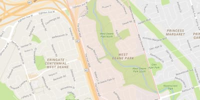 Mapa de West Deane Parque bairro de Toronto