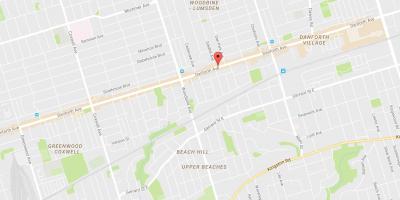 Mapa de East Danforth bairro de Toronto