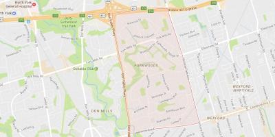 Mapa de Parkwoods bairro de Toronto