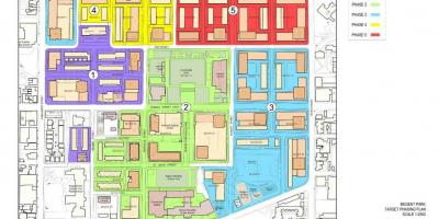 Mapa do plano de Revitalização de Regent Park em Toronto