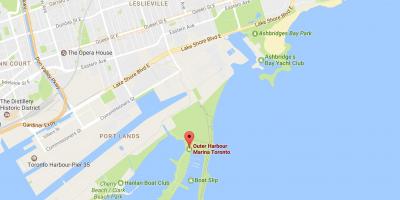 Mapa do porto Exterior, marina Toronto