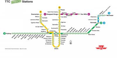 Mapa do presto estações de TTC