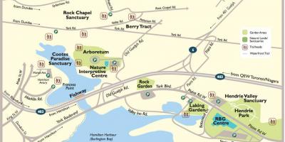 Mapa do Real jardim botânico Toronto