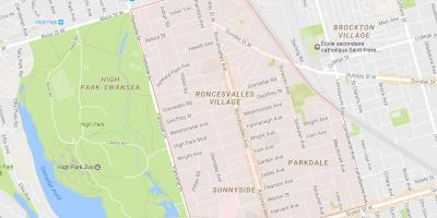 Mapa de Roncesvalles bairro de Toronto
