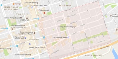Mapa de São Lourenço do bairro de Toronto