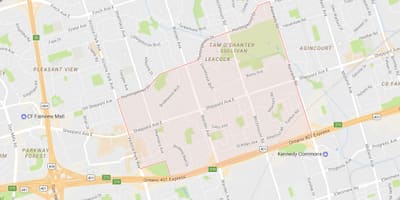 Mapa da Tam O'Shanter – Sullivan bairro de Toronto