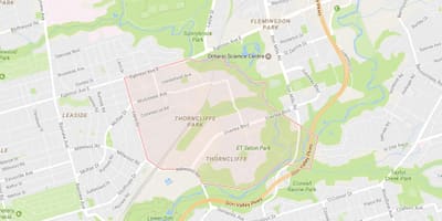 Mapa de Thorncliffe Parque bairro de Toronto