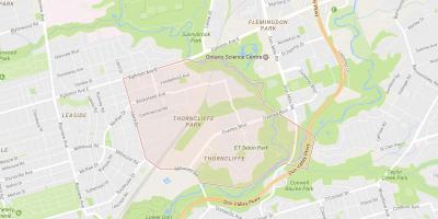 Mapa de Thorncliffe Parque bairro de Toronto