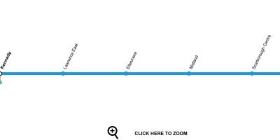 Mapa de Toronto a linha 3 do metro Scarborough RT