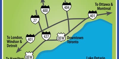 Mapa de Toronto direcções de condução