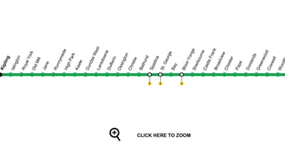 Mapa de Toronto metrô linha 2 Bloor-Danforth