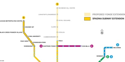 Mapa de Toronto metro de extensão