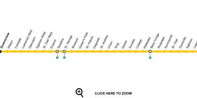 Mapa de Toronto metrô da linha 1 Yonge-University