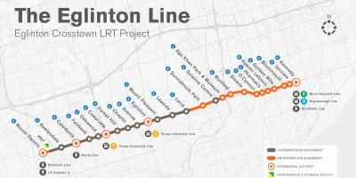 Mapa de Toronto metrô de Eglinton projeto da linha de