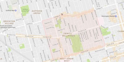 Mapa da Trindade–Bellwoods bairro de Toronto