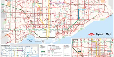 Mapa do TTC rotas de ônibus