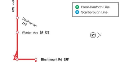 Mapa do TTC 20 Falésia rota de ônibus de Toronto