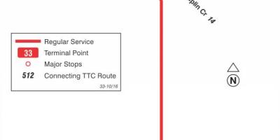 Mapa do TTC 33 Forest Hill rota de ônibus de Toronto
