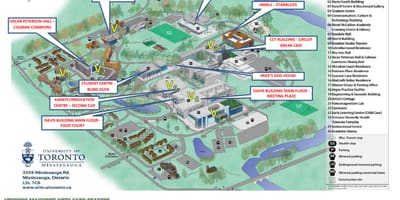 Mapa da universidade de Toronto Mississauga, campus de serviços de alimentação