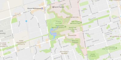 Mapa de Westminster–Branson bairro de Toronto