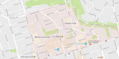 Mapa do bairro de Yorkville em Toronto